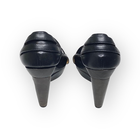 new Givenchy ༄ Cross Strap Wood Platform Sandals ༄ Black Leather ༄ 38.5 EU 8M ༄ - Picture 5 of 16